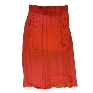 Hale Bob Midi Skirt S Small Red Orange Silk Blend Flowy Sheer Pull On
